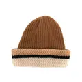 Pringle of Scotland colour-block ribbed-knit beanie - Brown