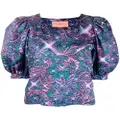 Viktor & Rolf brocade-effect print puff-sleeve blouse - Purple