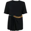 Stella McCartney chain-detail draped mini dress - Black