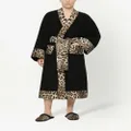 Dolce & Gabbana leopard print-trim bathrobe - Black