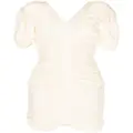 pushBUTTON ruched mini dress - White