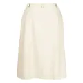 pushBUTTON high-waisted midi skirt - White