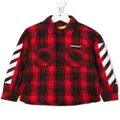 Off-White Kids logo-print flannel shirt - Red