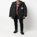 Canada Goose logo-patch hooded down jacket - Black