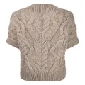 ISABEL MARANT cable-knit short-sleeved top - Brown