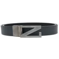 Zegna logo-buckle leather belt - Blue