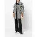 Alberta Ferretti geometric-pattern virgin-wool coat - Black