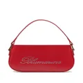 Blumarine rhinestone-logo leather shoulder bag - Red