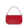 Blumarine rhinestone-logo leather shoulder bag - Red