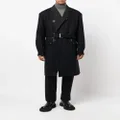 sacai belted double-breasted wool coat - Blue
