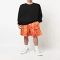 Versace Barocco Silhouette-print silk shorts - Orange