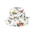 ERDEM floral-print linen bucket hat - White
