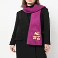 ETRO logo-patch chunky-knit scarf - Pink