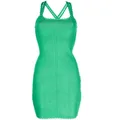 Victoria Beckham scalloped cross-strap mini dress - Green