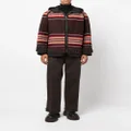 Junya Watanabe MAN stripe-design fringed padded jacket - Brown