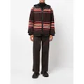 Junya Watanabe MAN stripe-design fringed padded jacket - Brown