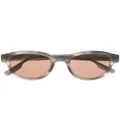 Montblanc marble-effect round-frame sunglasses - Brown