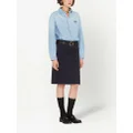 Miu Miu straight appliqué-logo skirt - Blue