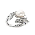 John Hardy Legends Naga freshwater pearl and diamond pavé ring - Silver
