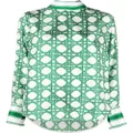 Casablanca geometric-pattern silk blouse - Green