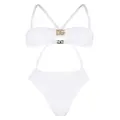 Dolce & Gabbana logo-plaque detail swimsuit - White