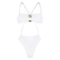 Dolce & Gabbana logo-plaque detail swimsuit - White