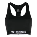VETEMENTS stretch-design logo bra - Black