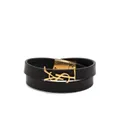 Saint Laurent YSL logo-plaque leather bracelet - Black