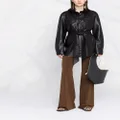 Nanushka vegan-leather belted oversize shirt - Black