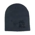 ETRO logo-embroidered brushed knitted hat - Blue