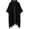 Moncler fringe-detail wool cape - Black