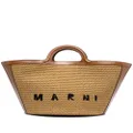 Marni Tropicalia logo-embroidered tote bag - Brown