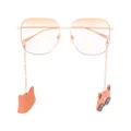 Gucci Eyewear raccoon pendant square-frame sunglasses - Gold