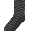 Balenciaga monogram print cotton socks - Black