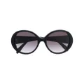 Alexander McQueen Eyewear round frame oversized sunglasses with gold logo lettering - Black
