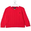 Ralph Lauren Kids Polo Pony cable-knit jumper - Red
