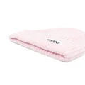 GANNI logo-patch ribbed-knit beanie - Pink