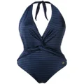 Brigitte plunge neck Aline swimsuit - Blue