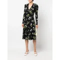 ERDEM floral-print puff-shoulder dress - Black