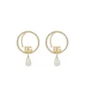 Dolce & Gabbana DG-logo pearl-embellished hoop earrings - Gold