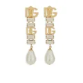 Dolce & Gabbana DG logo crystal and faux pearl-detail drop earrings - Gold