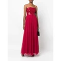 Needle & Thread sequin-bodice strapless gown - Red