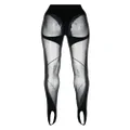 Mugler x Wolford mesh-panelled stirrup leggings - Black