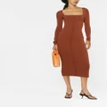 Victoria Beckham fitted square-neck dress - Brown