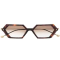 Yohji Yamamoto hexagon-frame sunglasses - Brown