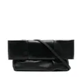 Jil Sander embossed-logo leather shoulder bag - Black