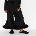 Sleeper Boudoir feather trim flared trousers - Black