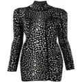 Roberto Cavalli leopard jacquard mini dress - Black