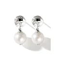 John Hardy freshwater pearl hammered drop earrings - Silver