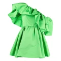 Alexander McQueen ruffle-shoulder mini dress - Green